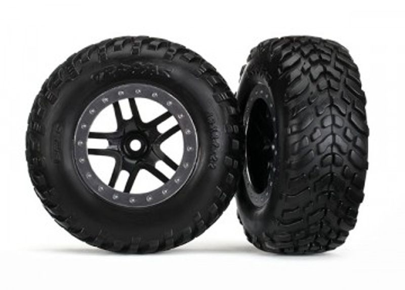 Traxxas Däck & Fälg SCT/S-Spoke Svart-Matt Krom 4WD/2WD Bak TSM (5889)