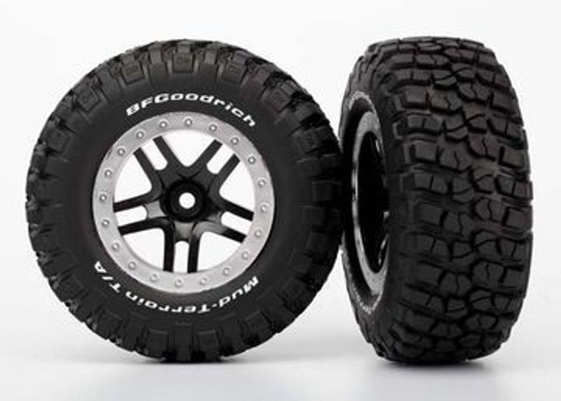 Traxxas Däck & Fälg BFGoodrich/S-Spoke Svart-Krom 4WD/2WD Bak (2) (5883)