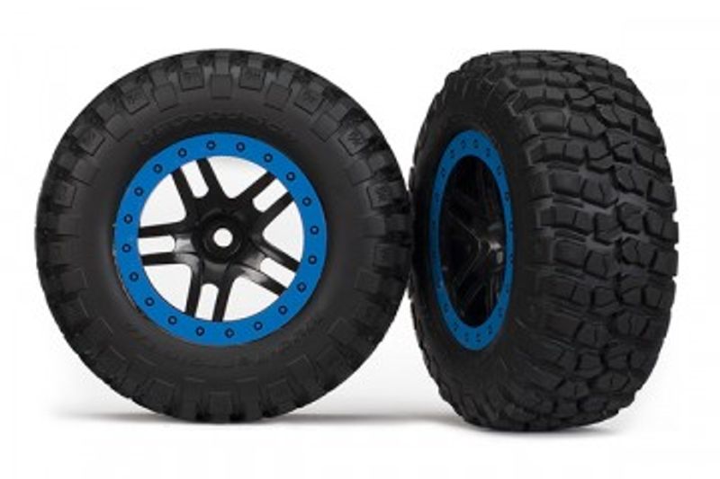 Traxxas Däck & Fälg BFGoodrich/S-Spoke Svart-Blå 4WD/2WD Bak (2) (5883A)