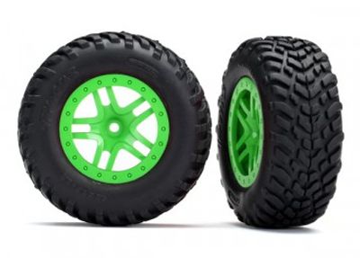 Traxxas Däck & Fälg SCT / SCT S-Spoke Grön 4WD/2WD Bak TSM (2) (5892G)