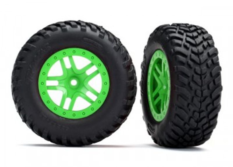 Traxxas Däck & Fälg SCT / SCT S-Spoke Grön 4WD/2WD Bak TSM (2) (5892G)