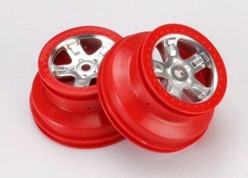 Traxxas Fälgar SCT Matt Krom-Röd (14mm) 2.2/3.0" (2) (5972A)