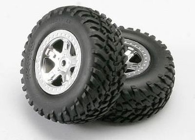 Traxxas Däck & Fälg SCT/SCT Matt Krom (14mm) (2) (5973)