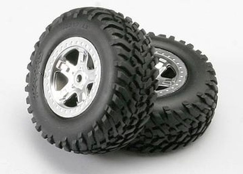 Traxxas Däck & Fälg SCT/SCT Matt Krom (14mm) (2) (5973)