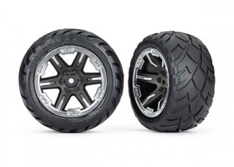 Traxxas Däck & Fälg Anaconda/RXT Svart & Krom 2,8" 2WD Bak (TSM-Rated) (2) (6768X)
