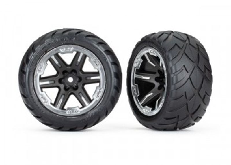 Traxxas Däck & Fälg Anaconda/RXT Svart & Krom 2,8" 4WD, 2WD Fram (TSM-Rated) (2) (6775X)