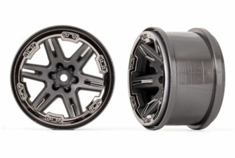 Traxxas Fälg RXT Grå - Svart Krom 2.8" (2) (6772-BLKCR)