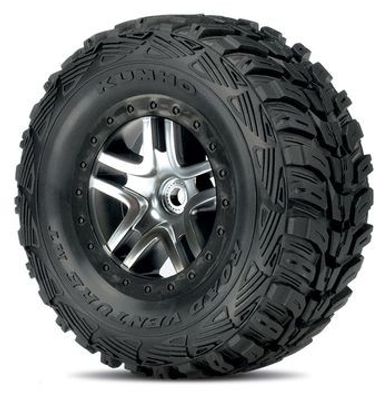 Traxxas Däck & Fälg Kumho/S-Spoke Krom-Svart 4WD/2WD Bak (2) (6874)