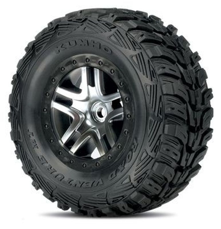 Traxxas Däck & Fälg Kumho/S-Spoke Krom-Svart 4WD/2WD Bak (2) (6874)