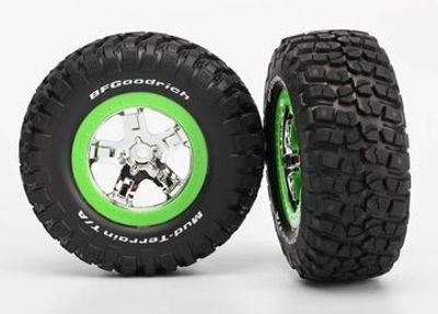 Traxxas Däck & Fälg BFGoodrich/SCT Krom-Grön 4WD/2WD Bak (2) (6876)