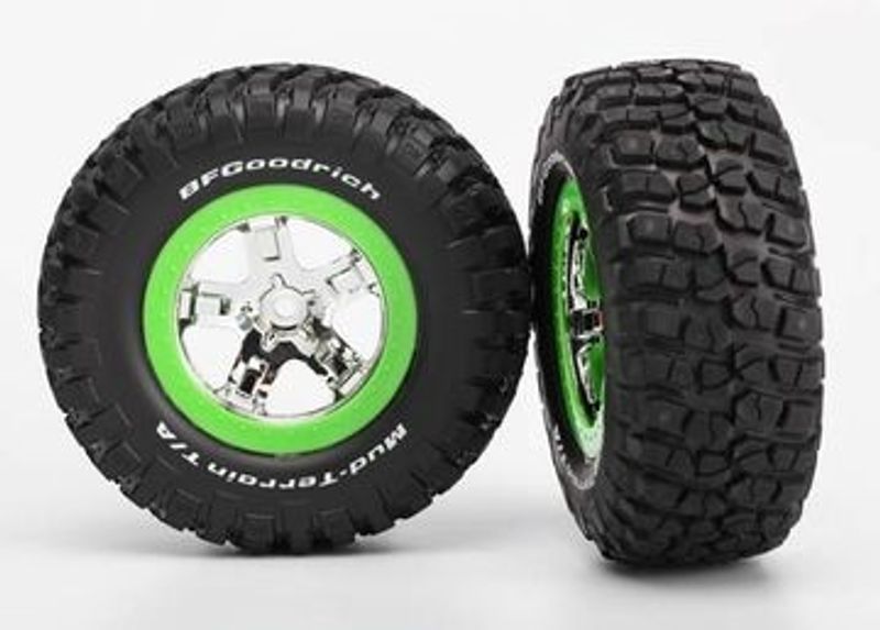 Traxxas Däck & Fälg BFGoodrich/SCT Krom-Grön 4WD/2WD Bak (2) (6876)