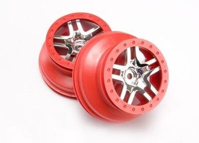 Traxxas Fälg SCT Split-Spoke Krom-Röd 2.2/3.0" 4WD/2WD Bak (2) (6872A)