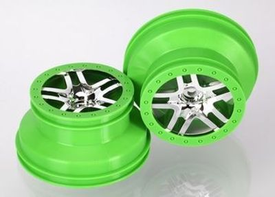Traxxas Fälg SCT Split-Spoke Krom-Grön 2.2/3.0" 4WD/2WD Bak (2) (6872X)