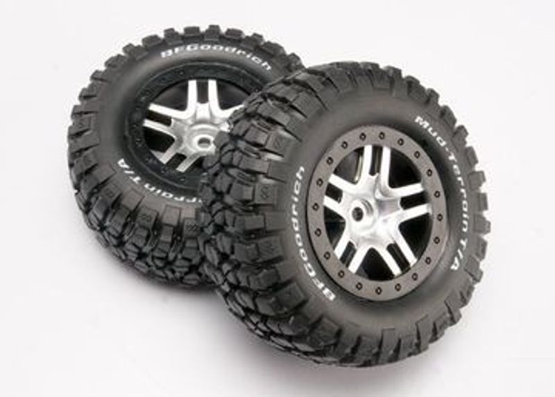 Traxxas Däck & Fälg Goodrich/S-Spoke Krom-Svart 4WD/2WD Bak TSM (2) (6873)
