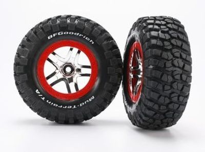 Traxxas Däck & Fälg Goodrich S1/S-Spoke Krom-Röd 4WD/2WD Bak (2) (6873R)