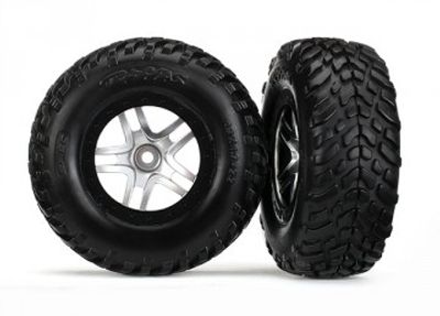 Traxxas Däck & Fälg SCT/S-Spoke Krom-Svart 4WD/2WD Bak TSM (2) (6892)