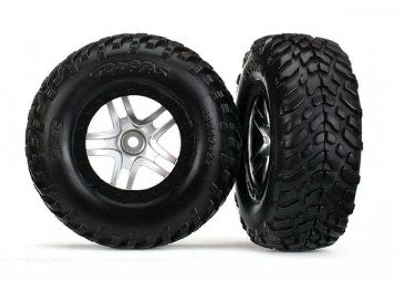 Traxxas Däck & Fälg SCT S1/S-Spoke Krom-Svart 4WD/2WD Bak TSM (2) (6892R)
