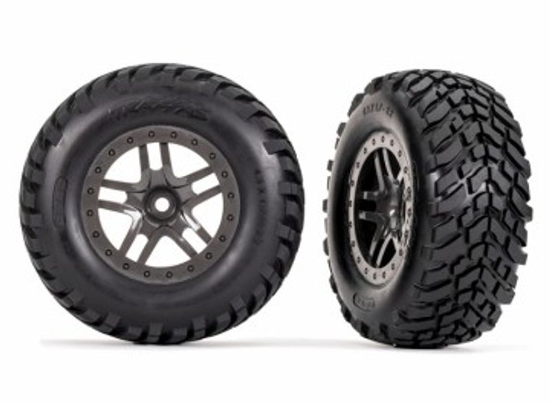 Traxxas Däck & Fälg SCT Offroad/ Split-Spoke Gray 2.8" 4WD TSM (2) (6964)