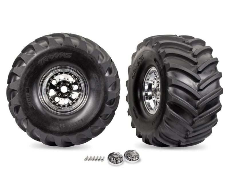 Traxxas Däck & Fälg Terra Groove Krom X-Monster (2) (7696)