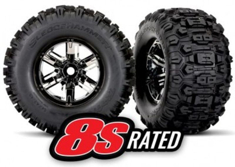 Traxxas Däck & Fälg Sledgehammer/X-Maxx Svart Krom (2) (7774A)