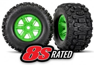 Traxxas Däck & Fälg Sledgehammer/X-Maxx Grön (2) (7774G)