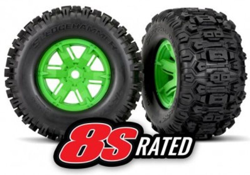 Traxxas Däck & Fälg Sledgehammer/X-Maxx Grön (2) (7774G)
