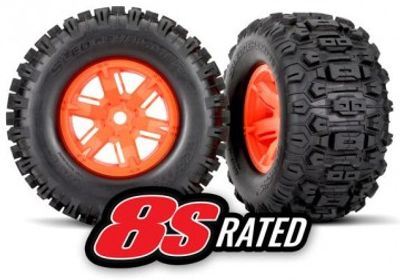 Traxxas Däck & Fälg Sledgehammer/X-Maxx Orange (2) (7774T)