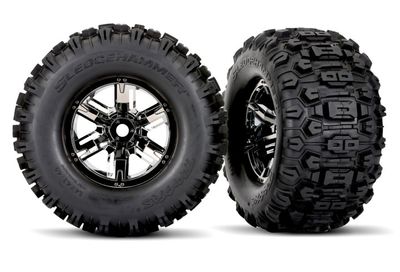 Traxxas Däck & Fälg Sledgehammer Förstärkta / X-MAXX Svart Krom (2) (7871X)