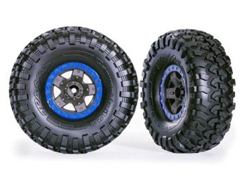 Traxxas Däck & Fälg Canyon Trail/TRX-4 Svart 2.2" Blå (2) (8181-BLUE)