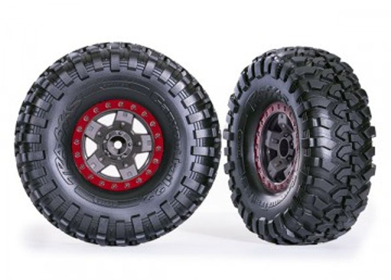 Traxxas Däck & Fälg Canyon Trail/TRX-4 Svart 2.2" Röd (2) (8181-RED)