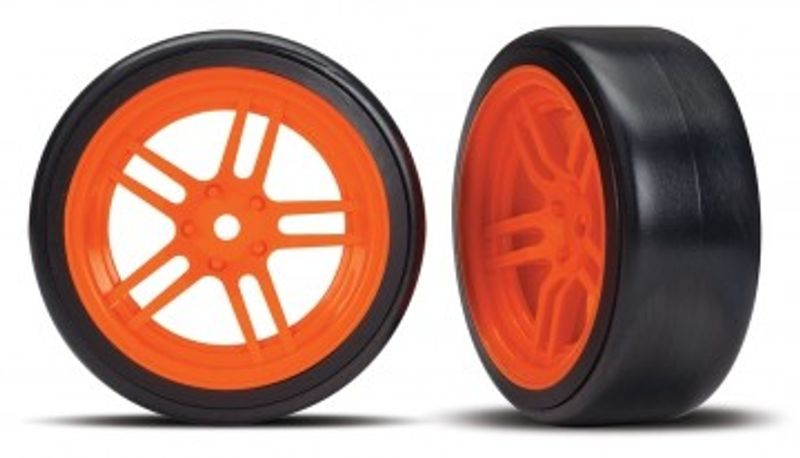 Traxxas Däck & Fälg Drift 1.9" på Orange Ekerfälg Fram (2) (8376A)