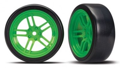 Traxxas Däck & Fälg Drift 1.9" på Grön Ekerfälg Fram (2) (8376G)