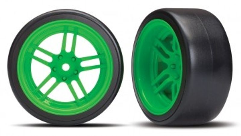 Traxxas Däck & Fälg Drift 1.9" på Grön Ekerfälg Bak (2) (8377G)