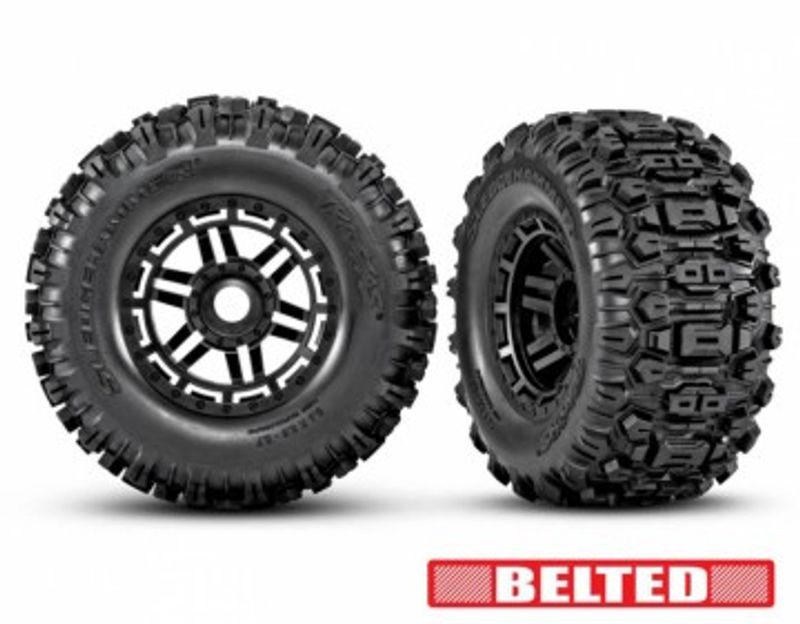 Traxxas Däck & Fälg Sledgehammer Förstärkta / MAXX 17mm Svart 2.8/3.6'' TSM (2) (8979)