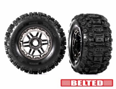 Traxxas Däck & Fälg Sledgehammer Förstärkta / MAXX 17mm Svart Krom 2.8/3.6'' TSM (2) (8979A)