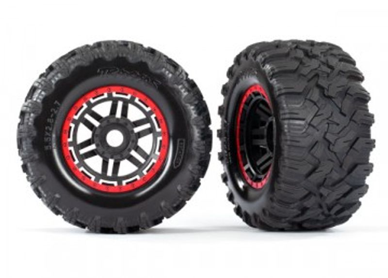 Traxxas Däck & Fälg Maxx/Svart/Röd (17mm) 2,8" TSM (2) (8972R)