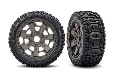 Traxxas Däck & Fälg Sledgehammer Belted/ Grå 3.0" (2) (9071-GRAY)