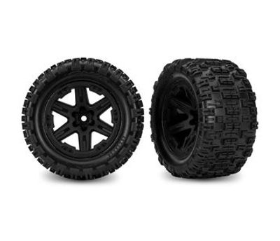Traxxas Däck & Fälg Sledgehammer ST/ RXT Svart 2.8" 2WD Fram TSM (2) (9170-BLK)