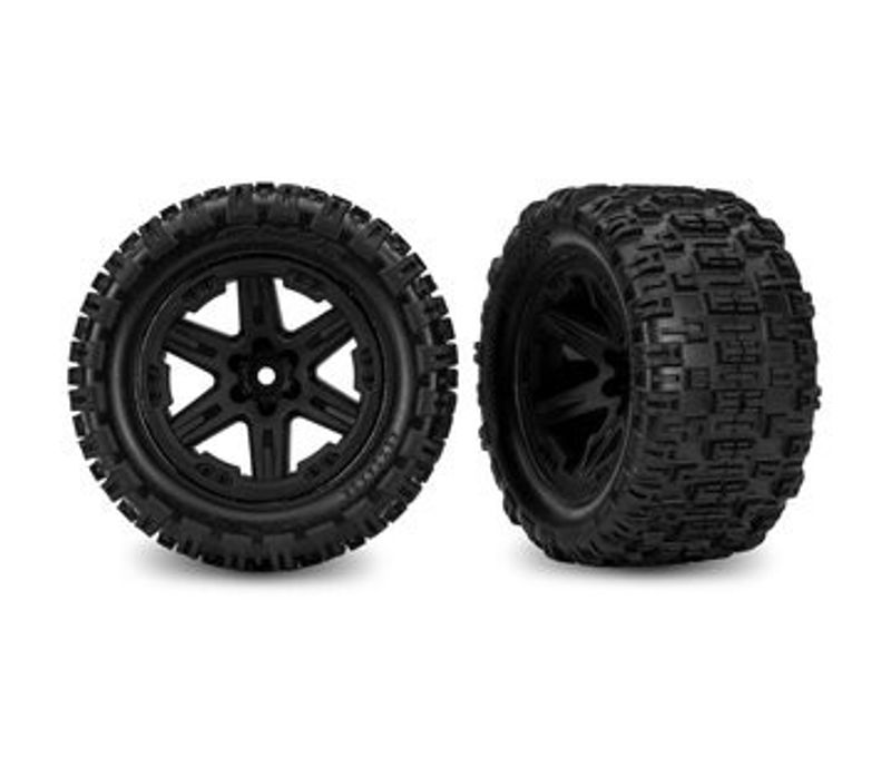 Traxxas Däck & Fälg Sledgehammer ST/ RXT Svart 2.8" 2WD Fram TSM (2) (9170-BLK)