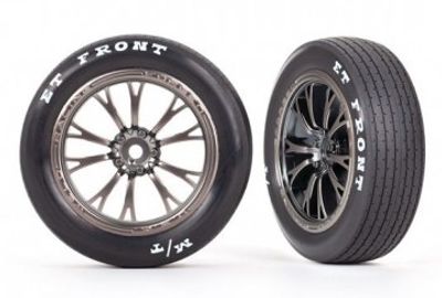 Traxxas Däck & Fälg Fram Matt Svart Krom (2)  Drag Slash (9474A)