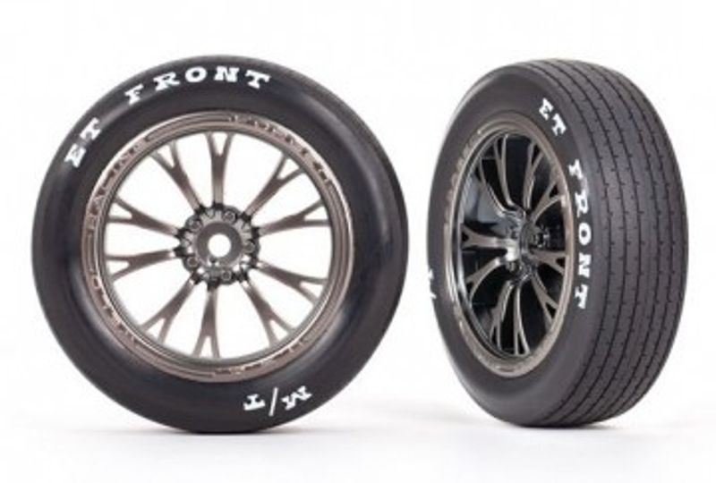 Traxxas Däck & Fälg Fram Matt Svart Krom (2)  Drag Slash (9474A)