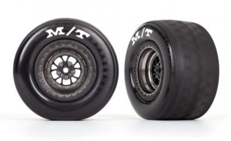 Traxxas Däck & Fälg Bak Matt Svart Krom (2)  Drag Slash (9475A)