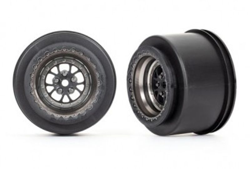Traxxas Fälg Bak Matt Svart Krom (2)  Drag Slash* (9473A)