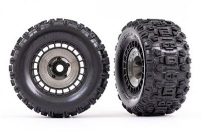 Traxxas Däck & Fälg Sledgehammer 3.8'' / Svart 3-delad Eker (med Hjulnav) (2) (9572)