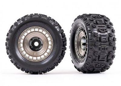 Traxxas Däck & Fälg Sledgehammer 3.8'' / Matt Svart Krom 3-delad Eker (med Hjulnav) (2) (9572A)