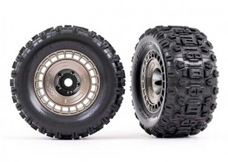 Traxxas Däck & Fälg Sledgehammer 3.8'' / Matt Svart Krom 3-delad Eker (med Hjulnav) (2) (9572A)
