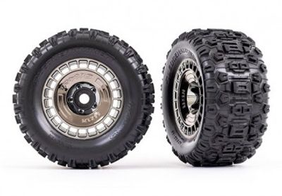Traxxas Däck & Fälg Sledgehammer 3.8'' / Svart Krom 3-delad Eker (med Hjulnav) (2) (9572T)