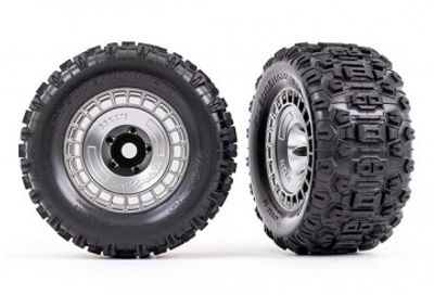 Traxxas Däck & Fälg Sledgehammer 3.8'' / Matt Krom 3-delad Eker (med Hjulnav) (2) (9572X)