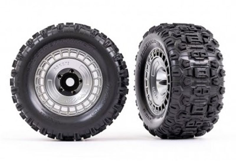Traxxas Däck & Fälg Sledgehammer 3.8'' / Matt Krom 3-delad Eker (med Hjulnav) (2) (9572X)