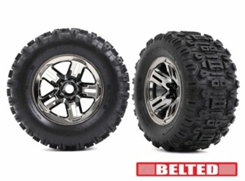 Traxxas Däck & Fälg Sledgehammer Förstärkta 3.8'' Svart Krom (17mm Hex) (2) (9573A)